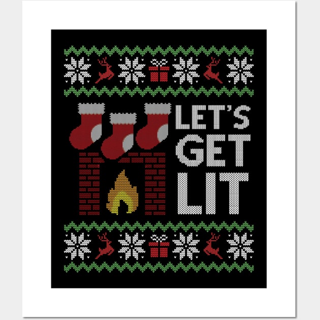 Ugly Christmas Sweater Lets Get Lit Wall Art by HolidayoftheWeek